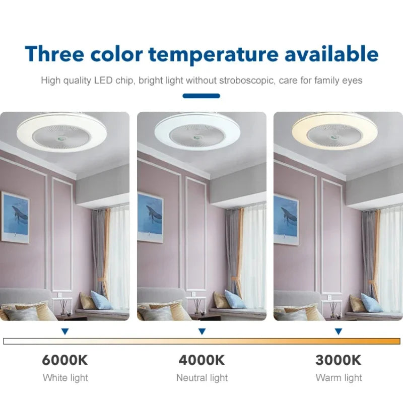 DecorBites™ Invisible Blade LED Ceiling Fan Light, Modern Decor for Living Room & Bedroom.