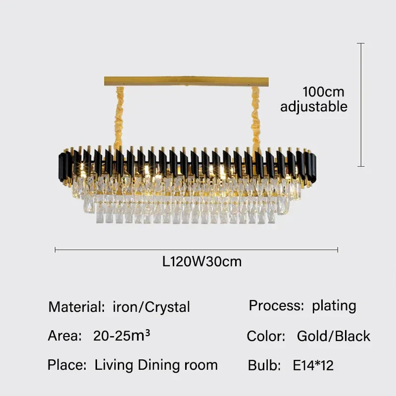 DecorBites™ Crystal LED Pendant Chandelier: Modern Luxury Living Room Dining Lighting Fixture