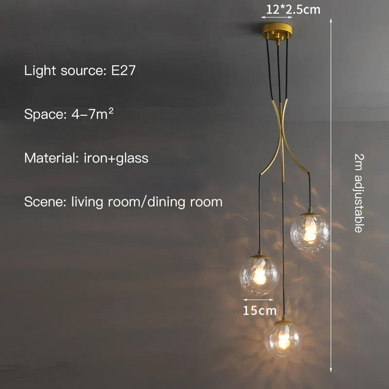 DecorBites™ Glass Ball LED Chandelier, Modern Minimalist Loft Villa Staircase Decor