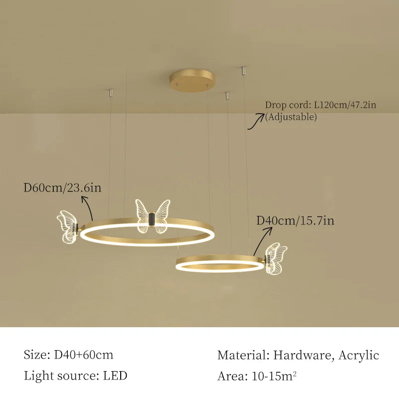 DecorBites™ ثريا الفراشة LED المعلقة لغرفة المعيشة الحديثة