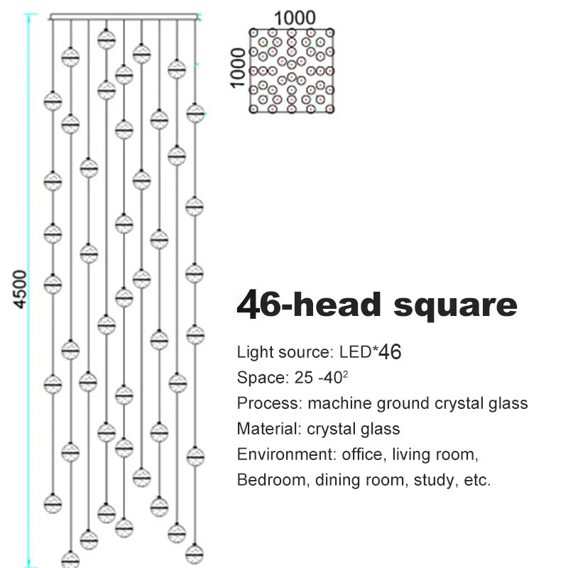 DecorBites™ Crystal Ceiling Chandelier for Staircase & Hallway, Elegant Long Cable Pendant Light