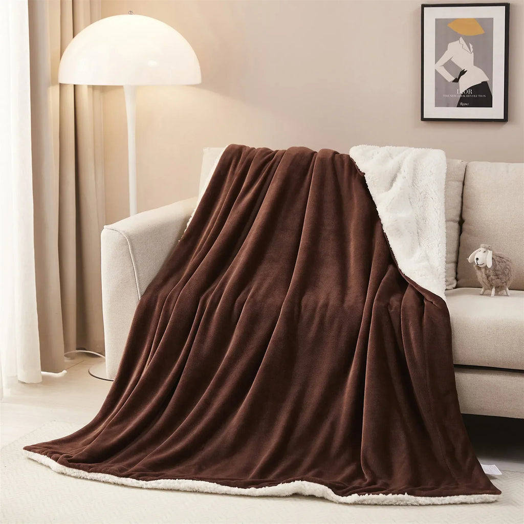 DecorBites™ Cozy Sherpa Twin Blanket - Reversible Fleece and Velvet Plush Warm Winter Bed Throw