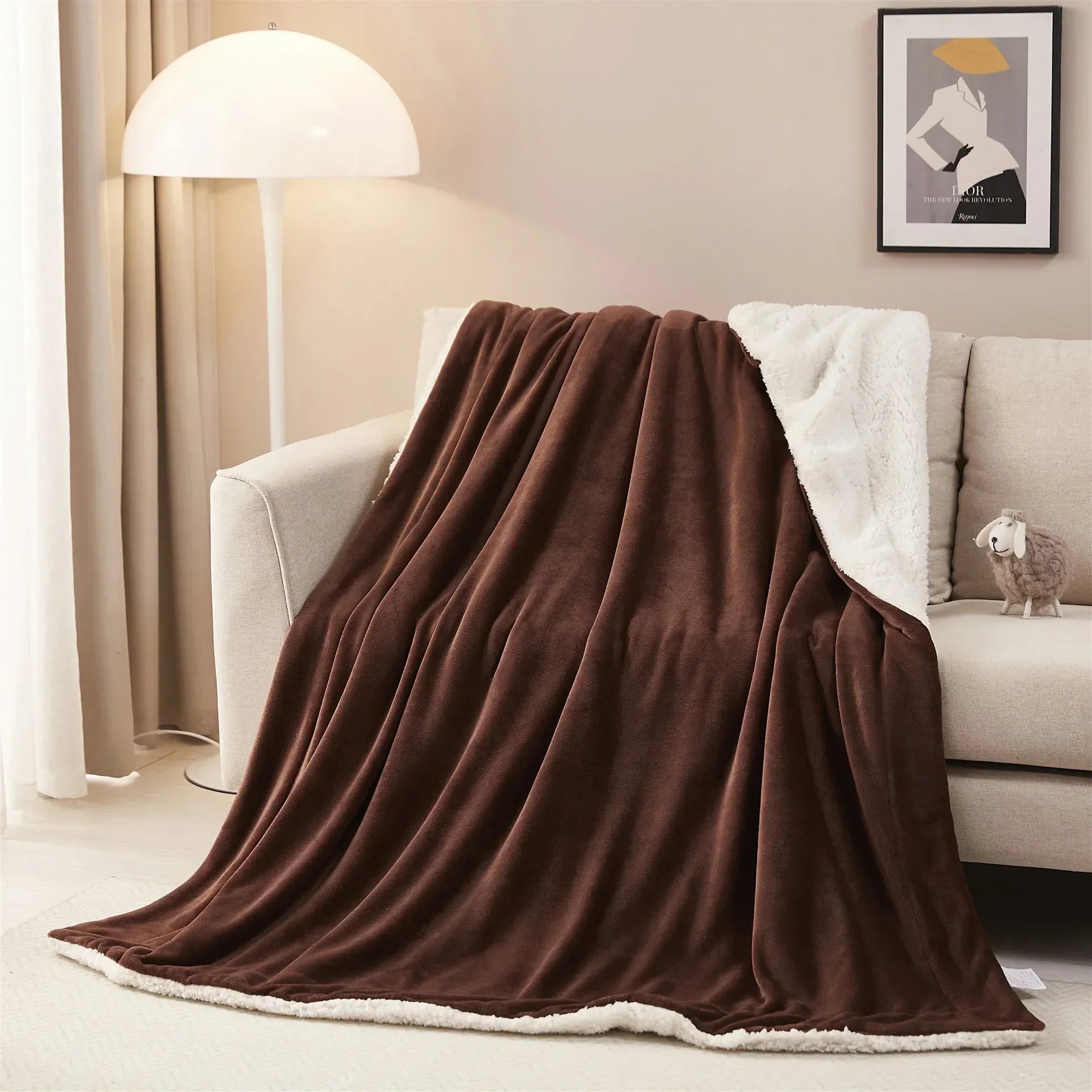DecorBites™ Cozy Sherpa Twin Blanket - Reversible Fleece and Velvet Plush Warm Winter Bed Throw