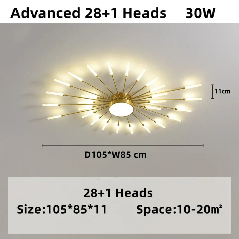 DecorBites™ ثريا الألعاب النارية LED: تركيبات إضاءة متدلية حديثة لغرفة المعيشة وغرفة النوم على الطراز الاسكندنافي