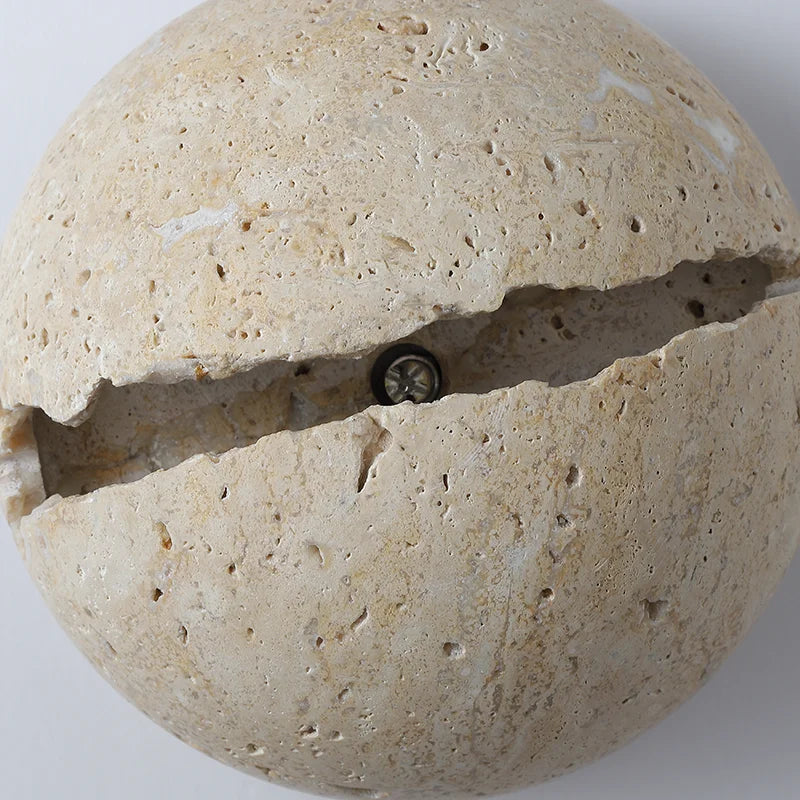 DecorBites™ Dino Egg Stone Art Wall Lamp Yellow Travertine LED Sconce Light Fixtures