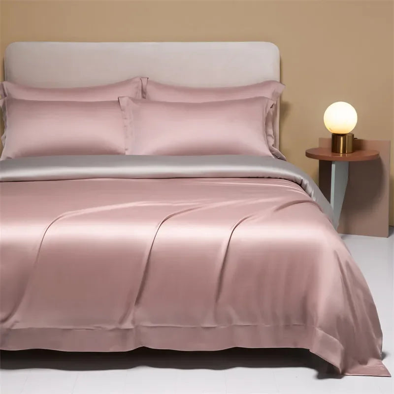 DecorBites™ طقم مفروشات من القماش الطبيعي 120S، ملاءة صيفية مبرّدة ملائمة للبشرة، مفروشات لطيفة على الجلد