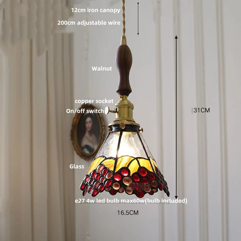 DecorBites™ Colorful Glass Tiffany Style LED Pendant Lamp, Modern Hanging Light Fixture