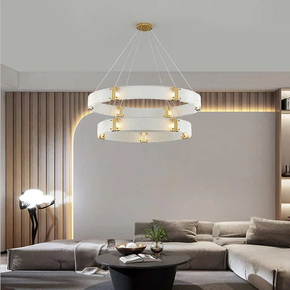 ثريا DecorBites™ الذهبية بإضاءة LED لإضاءة غرفة المعيشة الفاخرة