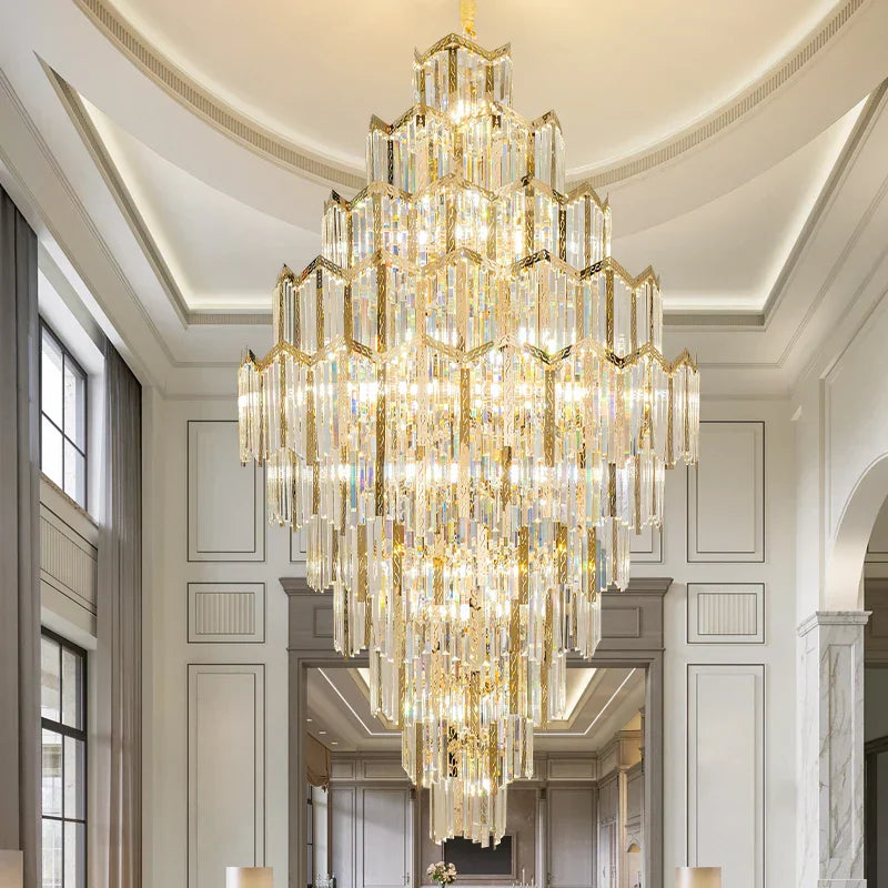 DecorBites™ Crystal Chandelier: Modern Simple Luxury for Duplex Villa & Loft