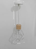 Vintage Black Wood and Iron Cage Pendant Light
