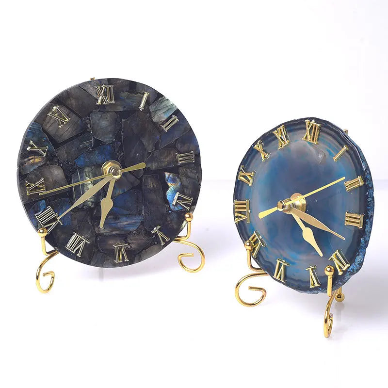 DecorBites™ Agate Stone Gold Digital Clock for Home Decoration