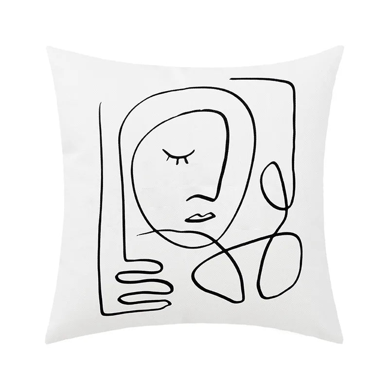 DecorBites™ Abstract Geometric Print Cotton Linen Pillow Cover Nordic Style Decor Pillowcase