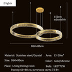Modern Crystal Ring Pendant Chandelier In Gold Or Silver