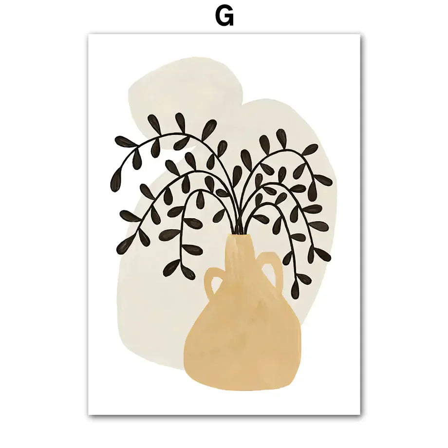 Abstract Girl Hand Fruit Flower Leaf Vase Wall Art Canvas Painting