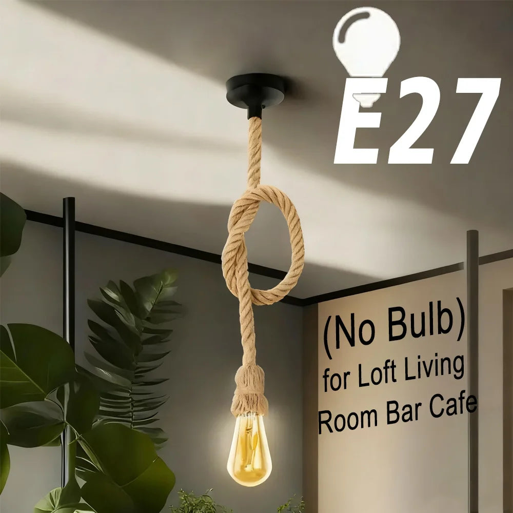 Handwoven Hemp Rope Vintage Pendant Light, E27