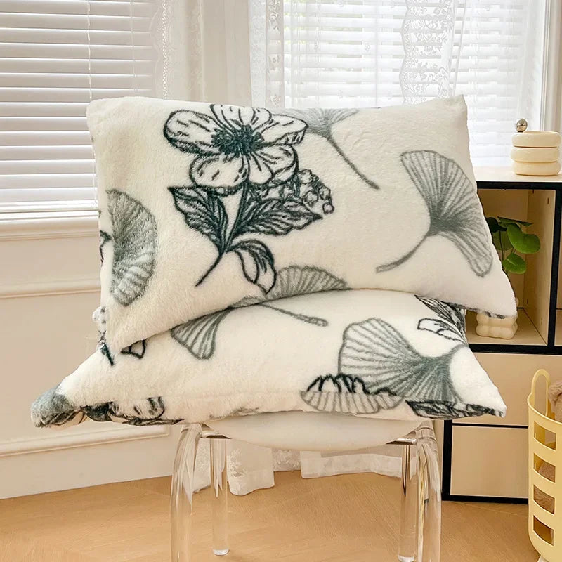 DecorBites™ Cozy Winter Plush Pillowcase: Nordic Printed Milk Velvet Soft Home Decor