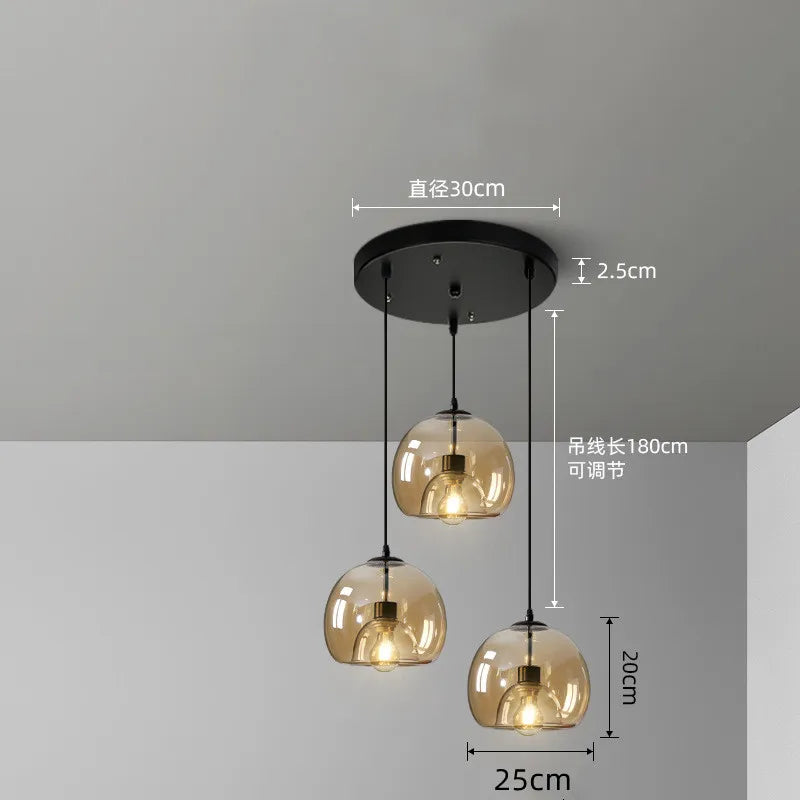 Nordic Smoke Gray Glass Pendant Light Chandelier
