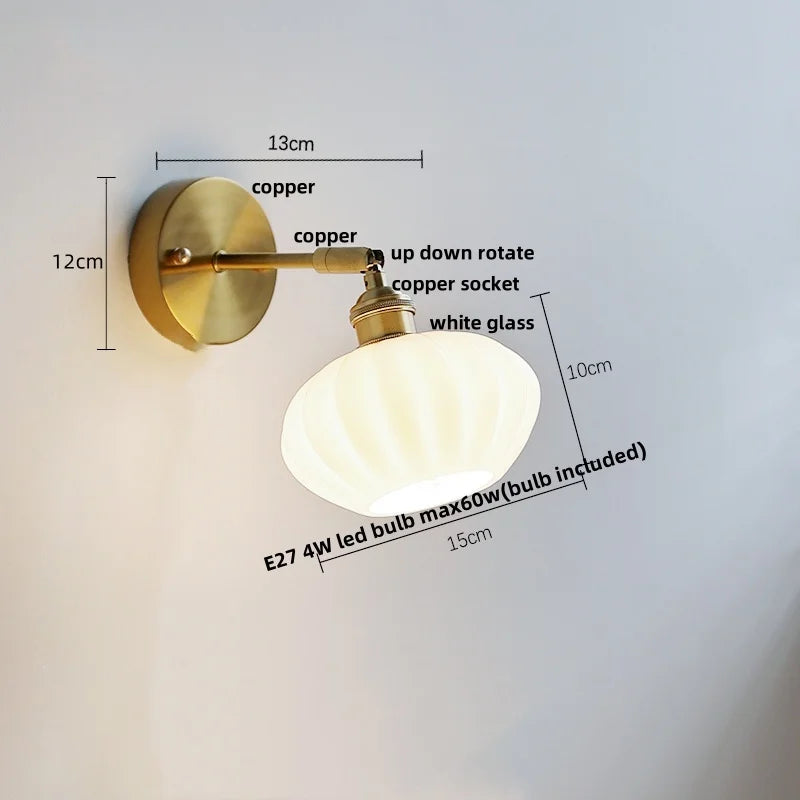 DecorBites™ Blue Glass Wall Sconce Pull Chain Switch Modern Stair Light