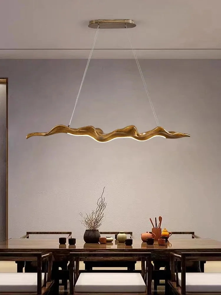 Vintage Resin Leaf Pendant Light With Iron Finish