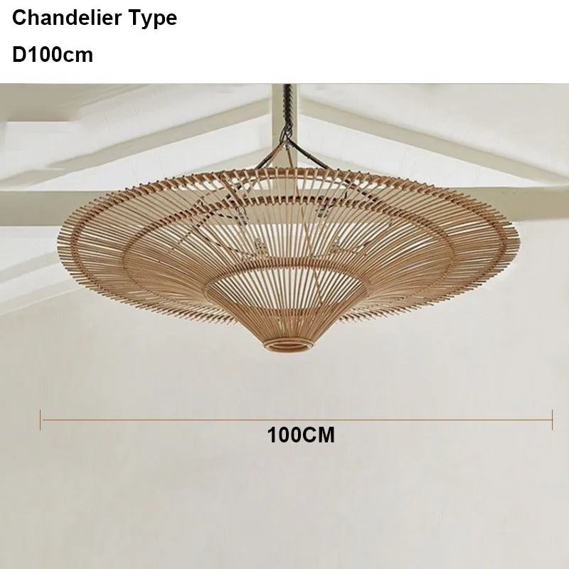 DecorBites™ Handmade Rattan Wicker Chandelier for Home and Shop Decor