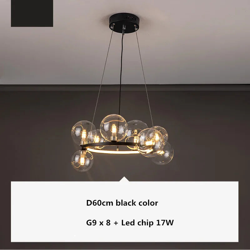 DecorBites™ Glass Ball G9 LED Chandelier: Modern Minimalist Nordic Design