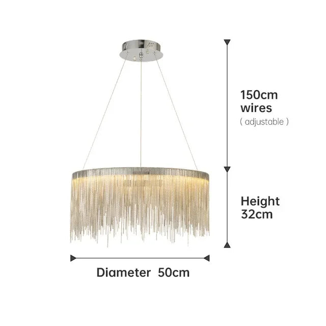 DecorBites™ Gold Chain Chandelier with Remote Control - Modern LED Pendant Light for Home Décor