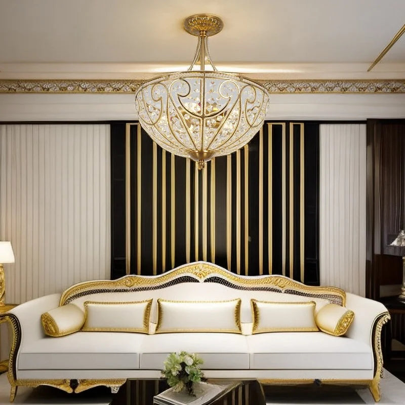 نجفة كريستال فاخرة شبه دائرية من DecorBites™ لغرفة النوم، المطعم، الممر - طراز أوروبي قديم