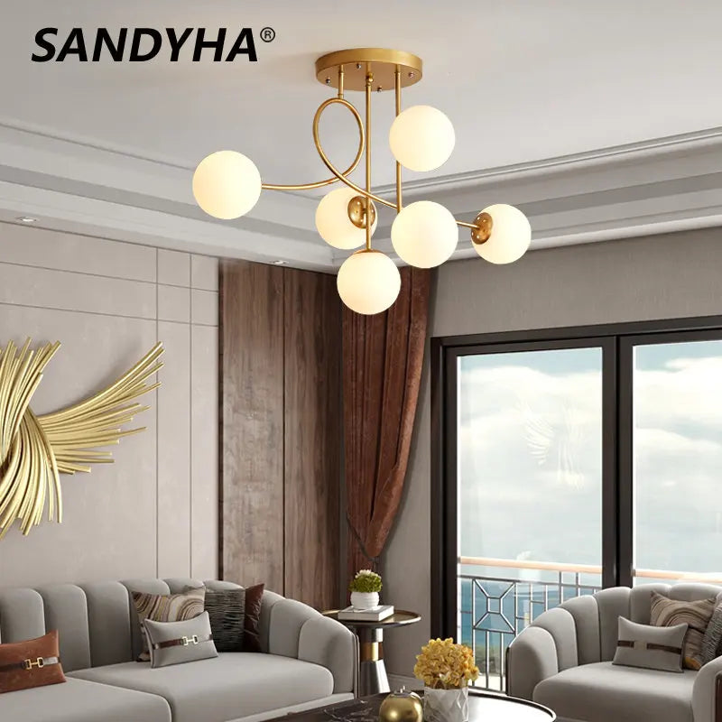 DecorBites™ Glass Ball LED Ceiling Chandelier - Modern Nordic Pendant Light for Living Room