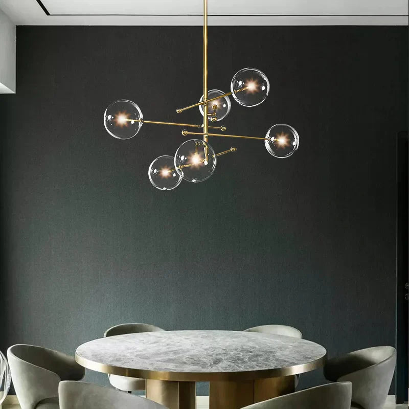 DecorBites™ Black Gold Glass LED Chandelier for Living Room Bedroom Restaurant