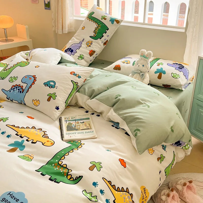 DecorBites™ Cotton Floral Print Bedding Set: Comfortable Sleep Quilt Cover & Fitted Sheet in All Seasons