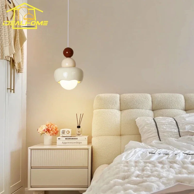 DecorBites™ Cream Wind Resin/Glass Pendant Lights: Modern LED E27 Hanging Lamp for Bedroom, Bar, Kids Room