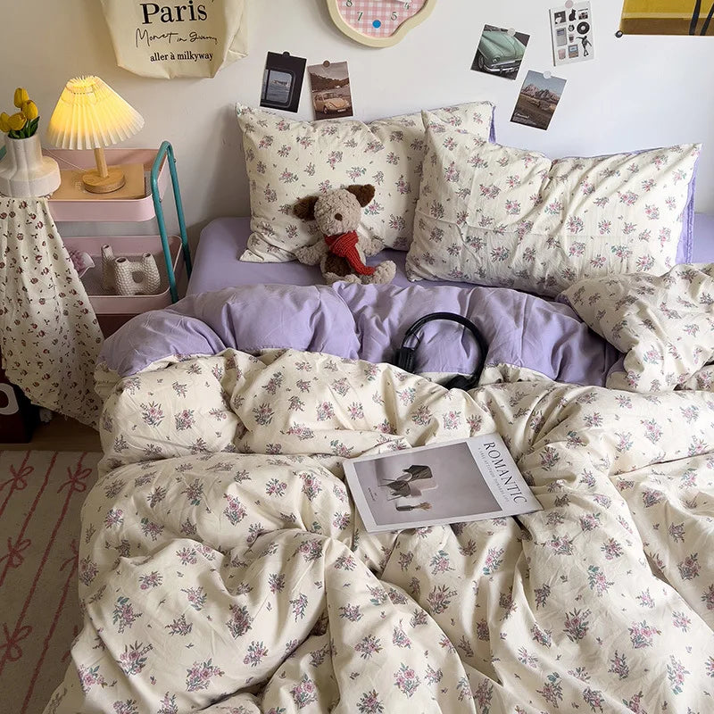 غطاء لحاف فردي بتصميم زهور كورية من DecorBites™: راحة مميزة، لجميع الفصول، لطيف على البشرة