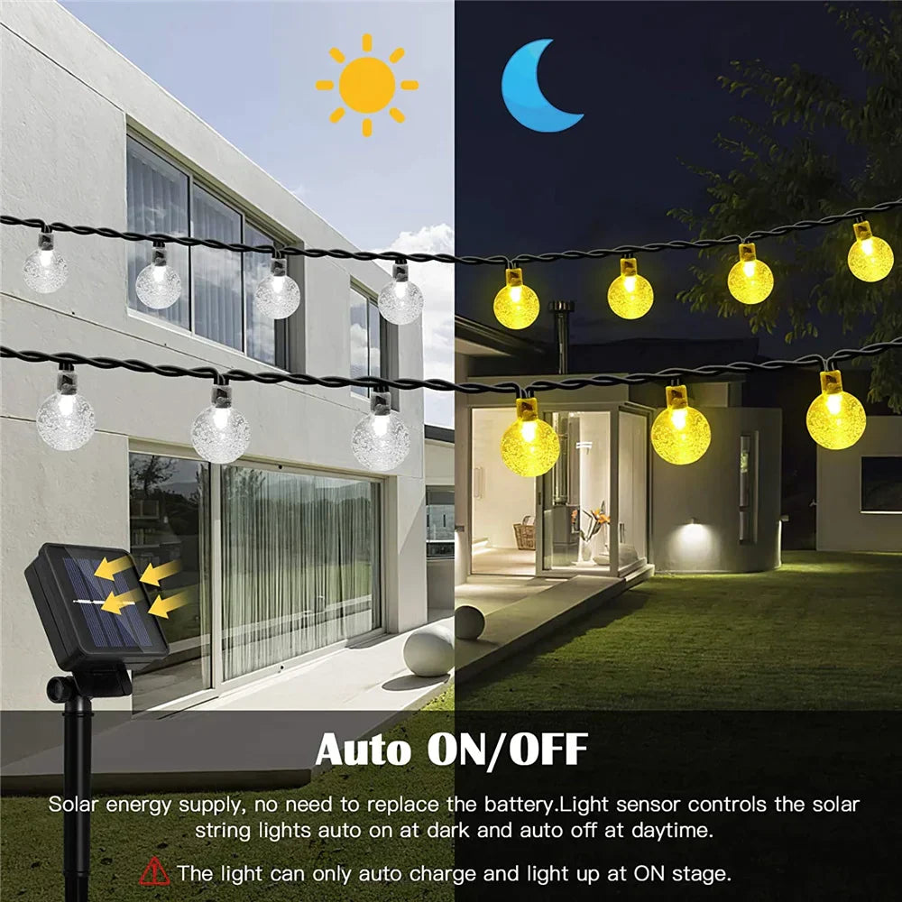 DecorBites™ Crystal Ball Solar Fairy Lights for Outdoor Garden Christmas Wedding Decor