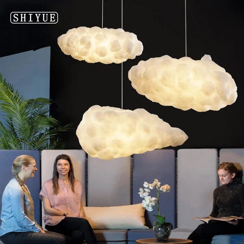 DecorBites™ Cloud Chandelier: Modern White Pendant Lamp for Commercial and Home Spaces
