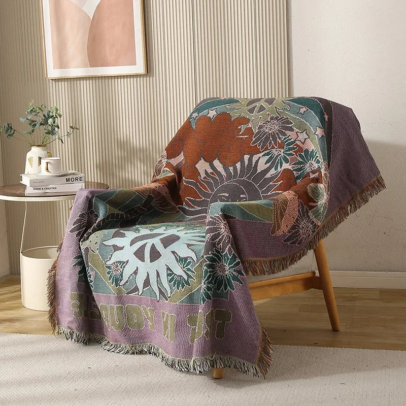 DecorBites™ Double-sided Ethnic Tapestry Sofa Blanket