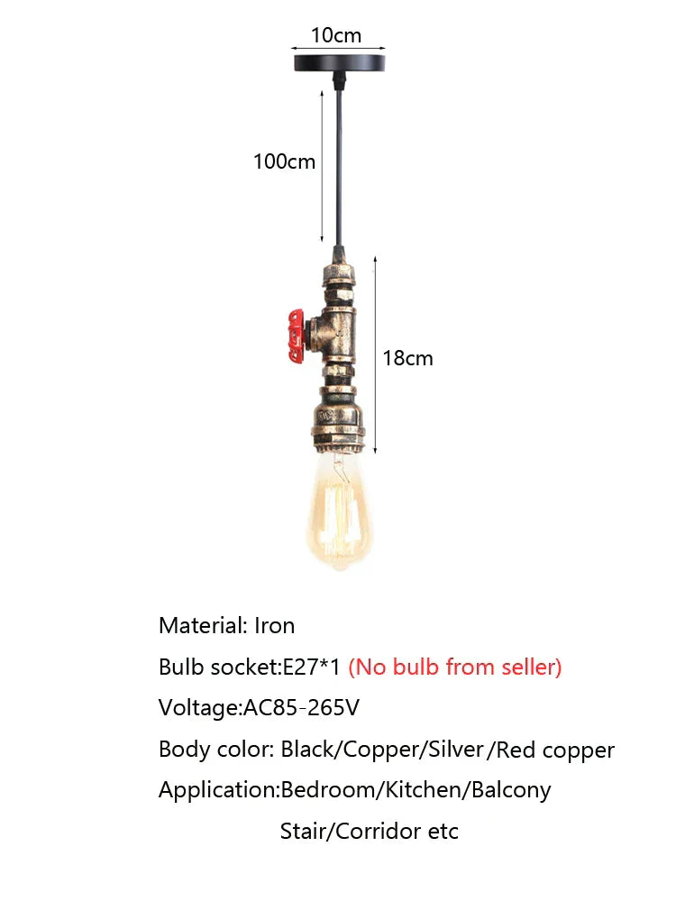 DecorBites™ Industrial Water Pipe Chandelier for Home Bar Kitchen Restaurant Pendant Lamp