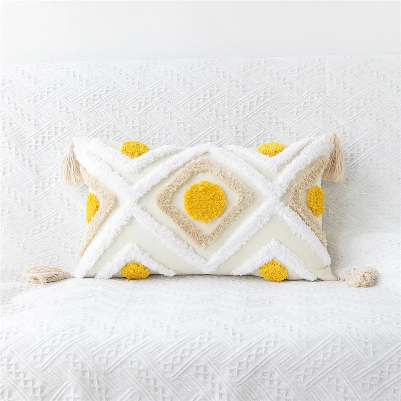 DecorBites™ Embroidered Geometric Leaves Pillow Cover Handmade Home Decor 30x50cm/45x45cm