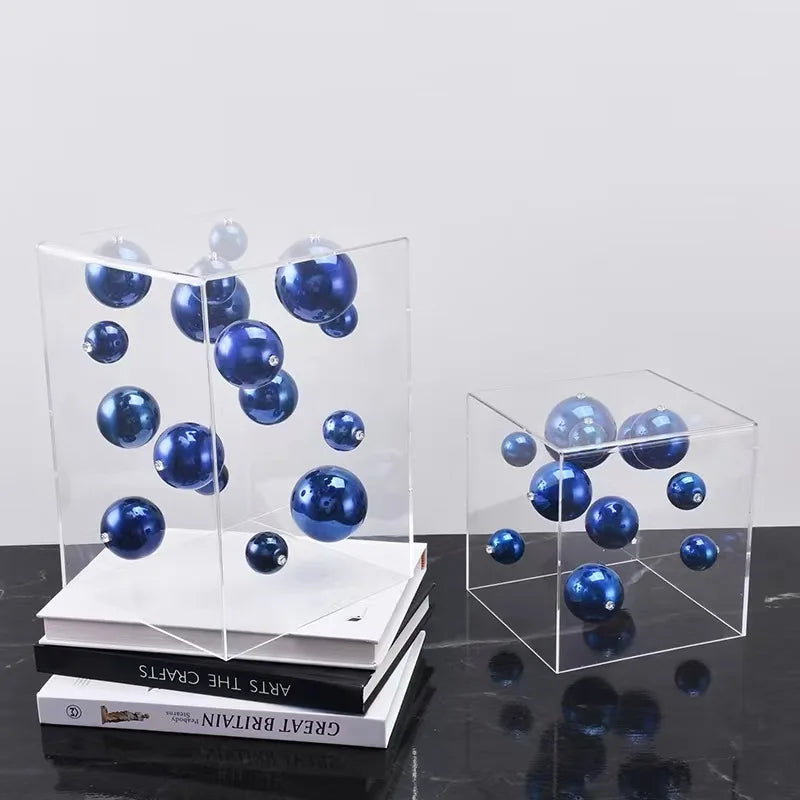 DecorBites™ Abstract Metal Ball Artworks in Transparent Acrylic Container Boxes