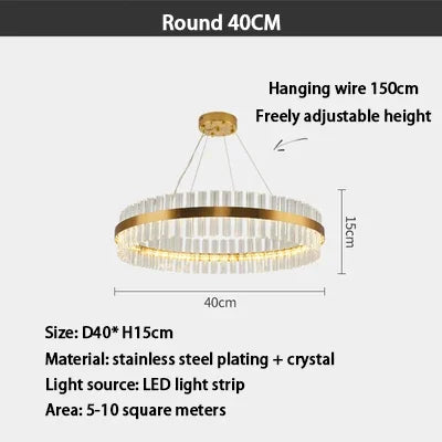 DecorBites™ Crystal LED Ring Chandelier | Modern Pendant Light Fixture