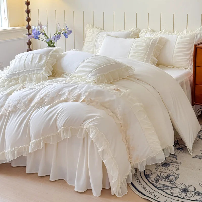 طقم مفروشات أميرة الدانتيل من DecorBites™ لسرير فردي أو مزدوج لجميع الفصول