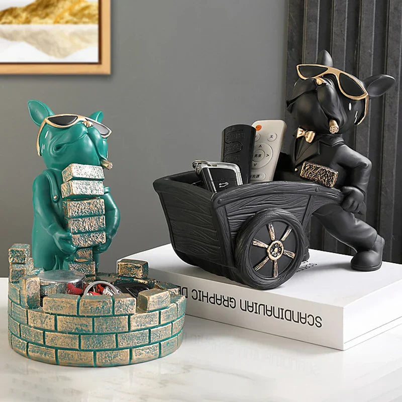 DecorBites™ Dog Statue Storage Box Resin Art Sculpture Figurine Home Study Ornament