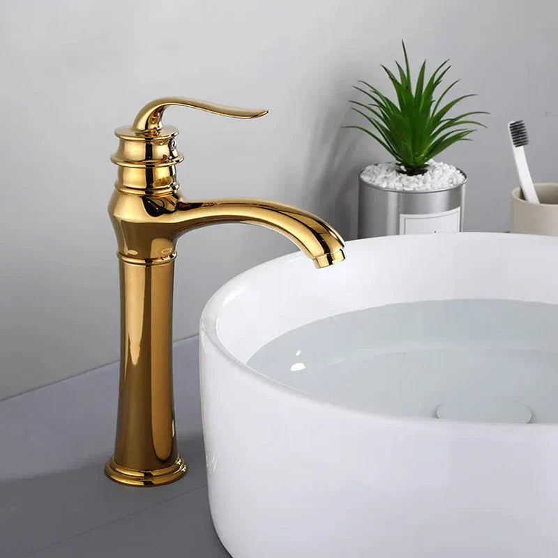 DecorBites™ صنبور حوض ذهبي، خلاط حوض حمام حديث بمقبض واحد، إكسسوارات مطبخ
