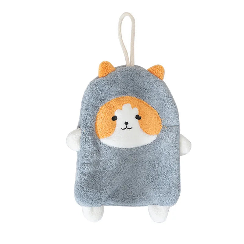 DecorBites™ Coral Plush Cat Microfiber Hand Towel: Cute Quick-Drying Kitchen Bathroom Accessory