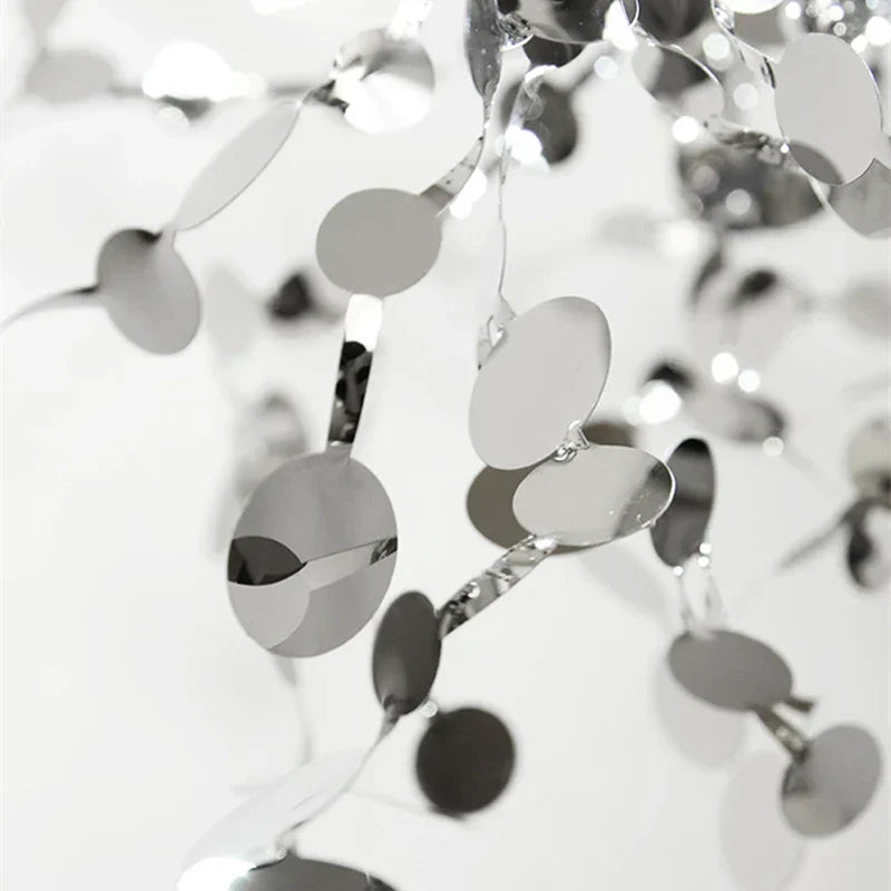 DecorBites™ Chrome Leaf LED Chandelier for Elegant Indoor Lighting
