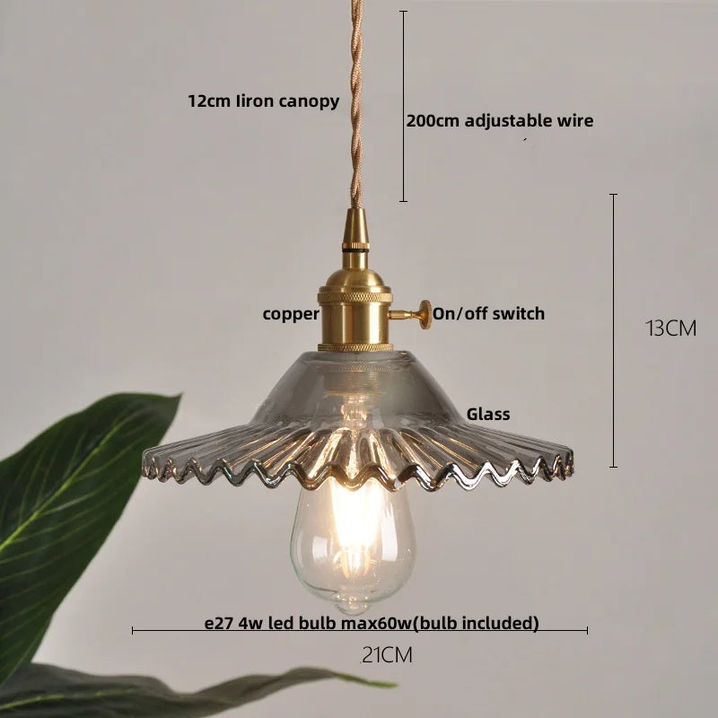 DecorBites™ Amber Glass Pendant Light with Adjustable Wire for Dining Room and Kitchen