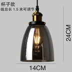 Retro Industrial Gray Glass Pendant Light