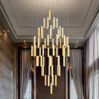 Modern Crystal Stairwell Pendant Light in Iron