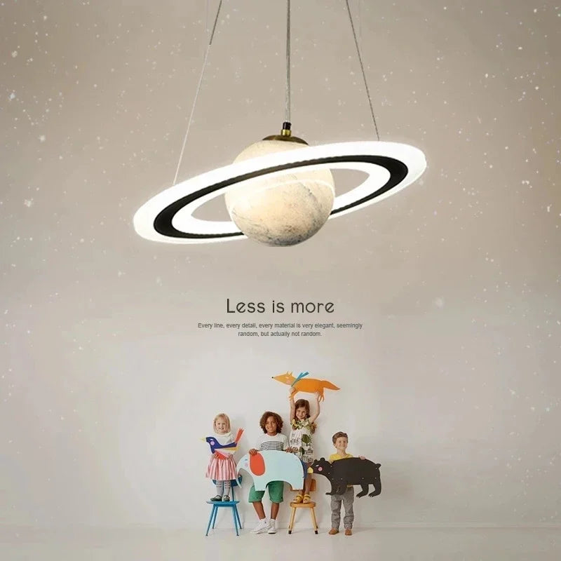 DecorBites™ Children'S Space Star Astronaut LED Pendant Lamp for Boys Room, Acrylic Indoor Decor