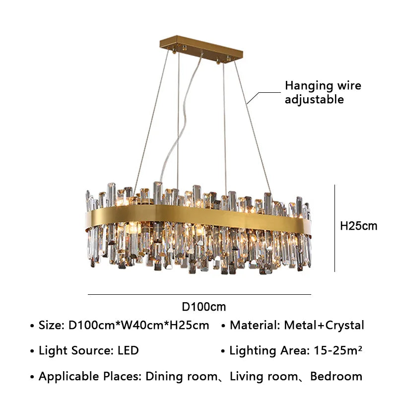 DecorBites™ Crystal LED Pendant Light Chandelier for Living Dining Bedroom Luxe Decor