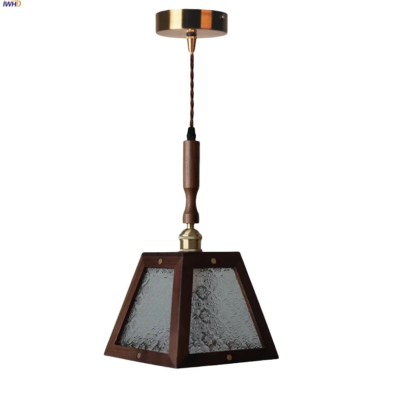 مصباح معلق زجاجي LED من DecorBites™ بقاعدة نحاسية لديكور غرفة المعيشة والطعام